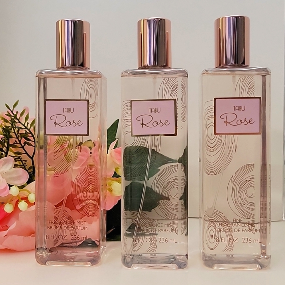 3 pk TABU ROSE FINE FRAGRANCE Body MIST 8 oz Spray by DANA 100% AUTHENTIC